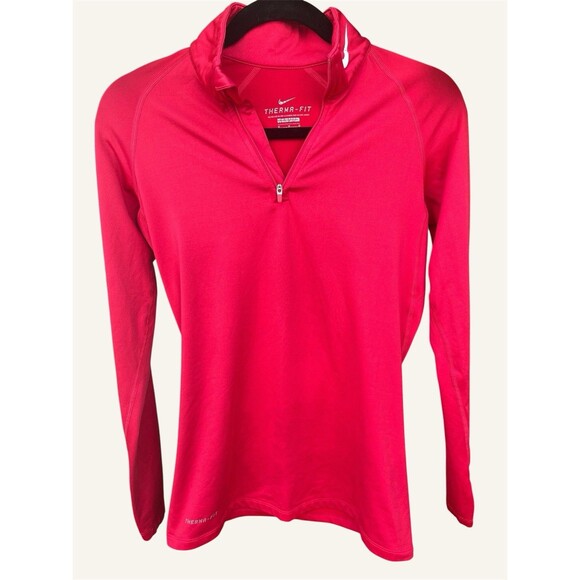 Nike Thermafit Quarter Zip Exercise Top Stretch Red Active Size Medium - Picture 7 of 7